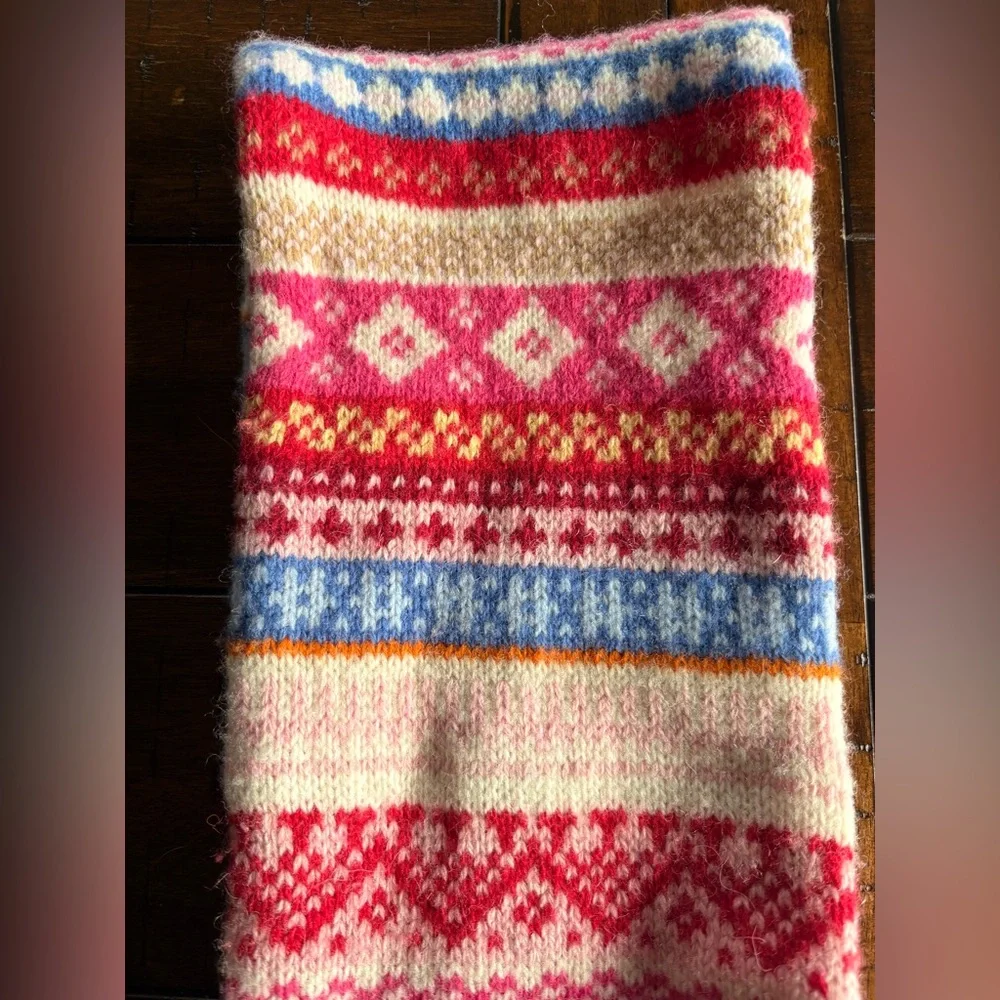 GAP Kids Pink, Colorful, 100% Lambswool Scarf - Nordic, Winter, Ski Resort